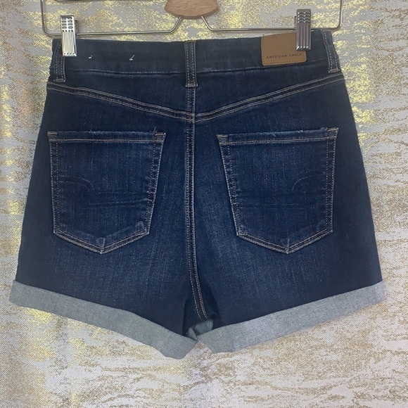 AMERICAN Eagle Curvy Hi Rise Shortie Stretch Distressed Shorts Women's Size 4 - Picture 8 of 16